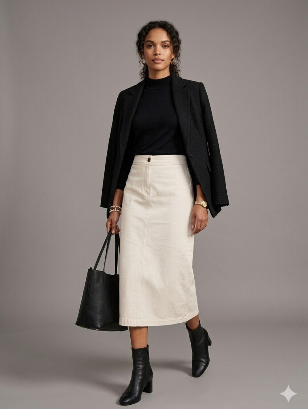 MARCCAIN SPORTS IVORY MIDI SKIRT SIZE N4 / US 8 MINIMALIST EUROPEAN STYLE